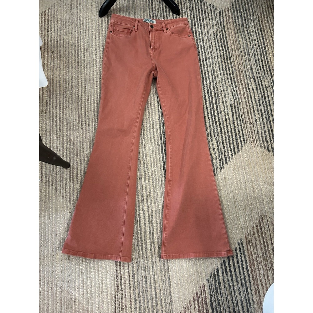 Rockin C Jeans Women's Size 30 Flare Bell Bottom Cut #91435 Rust Cotton Blend